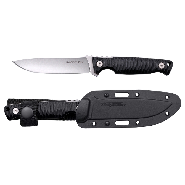 Picture of Cold Steel Razor Tek  Fixed Blade Knife  4" Clip Point  Black GFN Handle  4116 Stainless Steel  Satin Silver Blade  Secure-Ex Sheath CS-FX-4RZR
