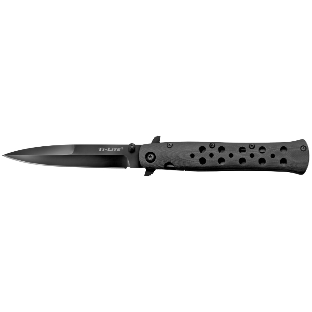 Picture of Cold Steel Ti-Lite  Folding Knife  Carpenter CTS XHP  Plain  Spear Point  Flipper/Pocket Clip  4"  Black G10 CS-26C4