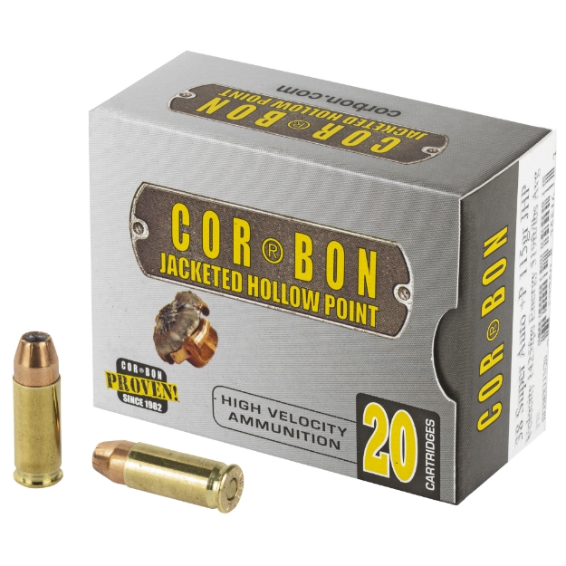 Picture of CorBon Self Defense  38 Super  115 Grain  Jacketed Hollow Point  +P  20 Round Box 38X11520