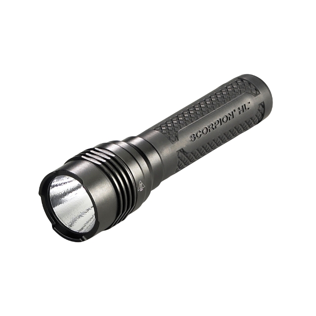 Picture of Streamlight Scorpion HL Flashlight  C4 LED 725 Lumens  Includes Two 3V CR123A Lithium Batteries  Anodized Finish  Black 85400