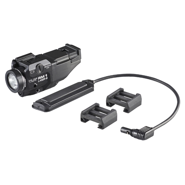 Picture of Streamlight Streamlight TLR RM 1 Laser G  Weaponlight  White LED with Green laser  500 Lumens  Anodized Finish  Black  Includes Remote Switch and 1 CR123 69443
