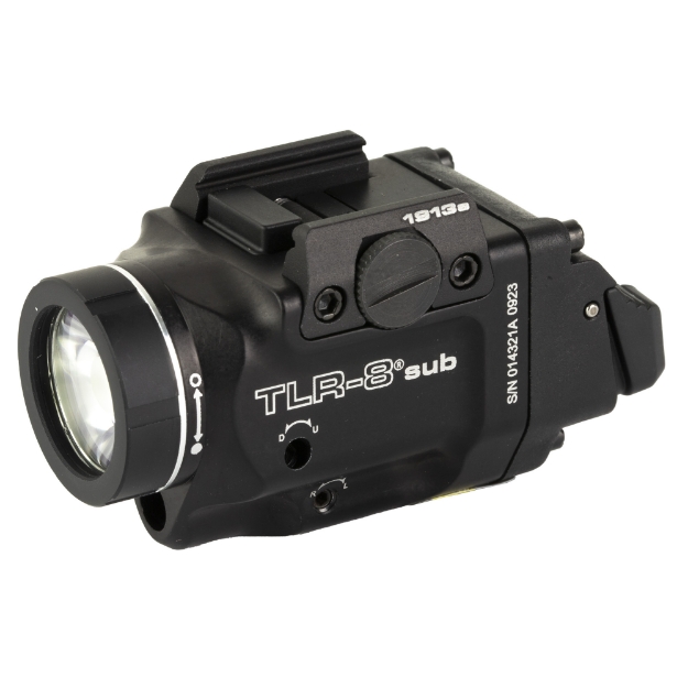 Picture of Streamlight Streamlight TLR-8 Sub  White LED with Red Laser  For 1913 Short Models  500 Lumens  Anodized Finish  Black  Includes (1) CR123a Battery  Low and High Switches 69418