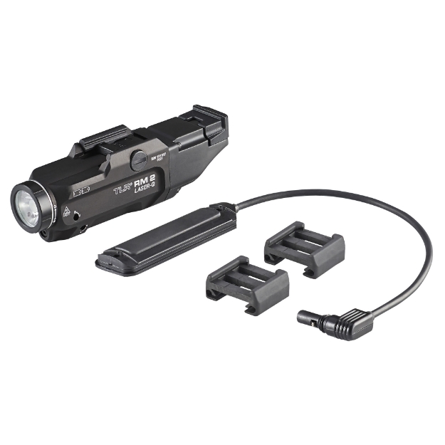 Picture of Streamlight TLR RM 2 Laser G  White LED with Green Laser  1000 Lumens  Anodized Finish  Black  Includes Remote Switch And 2x CR123A Batteries 69453