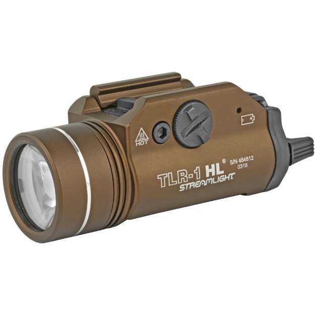Picture of Streamlight TLR-1 HL  High Lumen Rail Mounted Tactical Light  Pistol and Picatinny  FDE Brown  C4 LED 1000 Lumens With Strobe  2x CR123 Batteries 69267