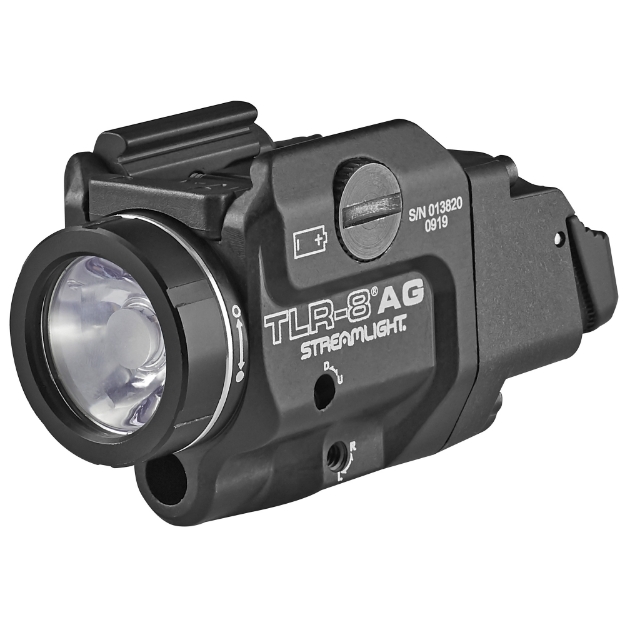 Picture of Streamlight TLR-8A G Flex  Black Finish  500 Lumens  1.5 Hour Runtime  Green Laser  Comes with High and Low Switch and (1) CR123A Lithium Battery 69434