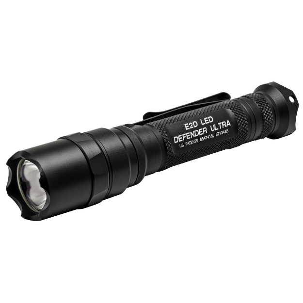 Picture of Surefire E2D LED Defender Ultra Flashlight  Dual-Output LED  1000 Lumens  Dual-output Tailcap Click Switch  Strike Bezel  2x CR123 Batteries  Black E2DLU-A
