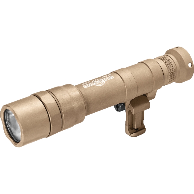 Picture of Surefire M640DF Scout Pro Flashlight  LED  1500 Lumens  Tan Finish  1913 Picatinny Mount installed  MLOK Mount included  Z68 On/Off Tailcap  SF18650B Micro-USB Rechargeable Battery Included M640DF-TN-PRO
