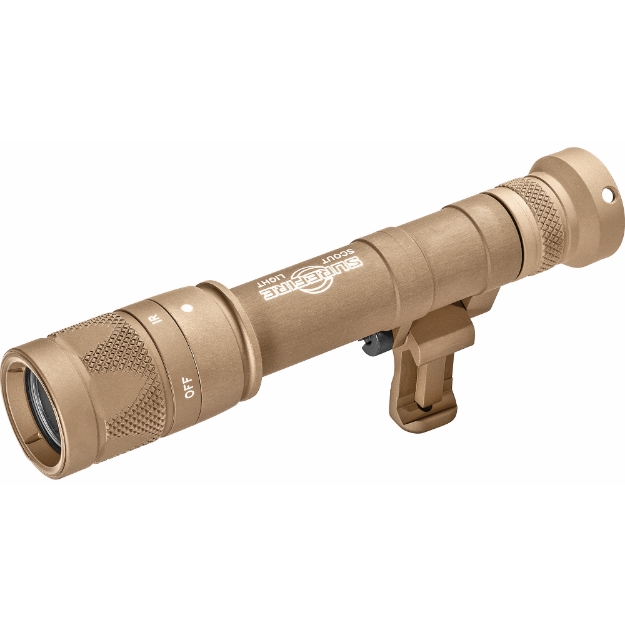 Picture of Surefire M640V Scout Pro Flashlight  LED  350 Lumens White Light/120mW of IR  Tan Finish  1913 Picatinny Mount installed  MLOK Mount included  Z68 On/Off Tailcap M640V-TN-PRO