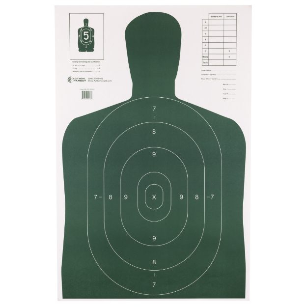 Picture of Action Target Action Target  B-27E Economy Target  Green Silhouette Cut Off Below Ring 7  23"x35"  100 Per Box B-27EGREEN-100