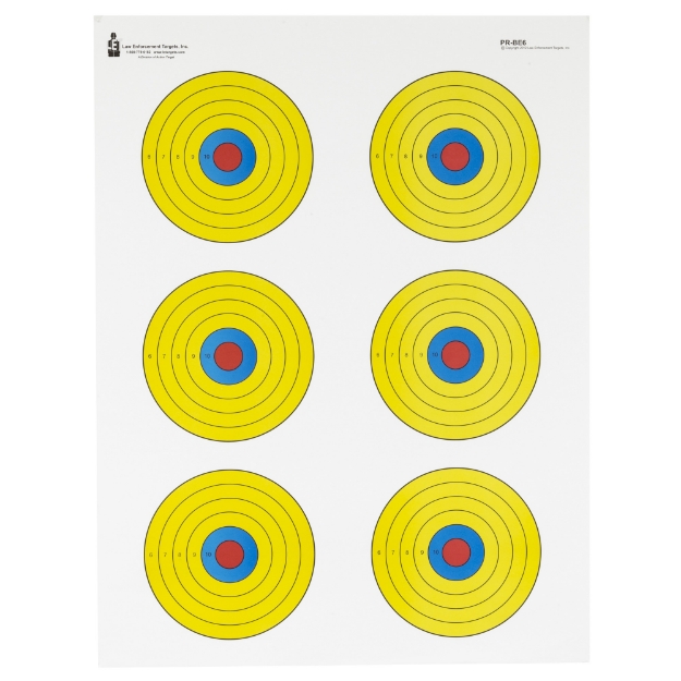 Picture of Action Target Action Target  PR-BE6  High Visibility Fluorescent Yellow  6 Bull's-Eye Target  Blue/Red/Yellow  17.5"x23"  100 Per Box PR-BE6-100