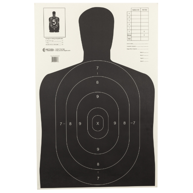 Picture of Action Target B-27E Economy Target  Black Silhouette Cut Off Below Ring 7  23"x35"  100 Per Box B-27EBLACK-100