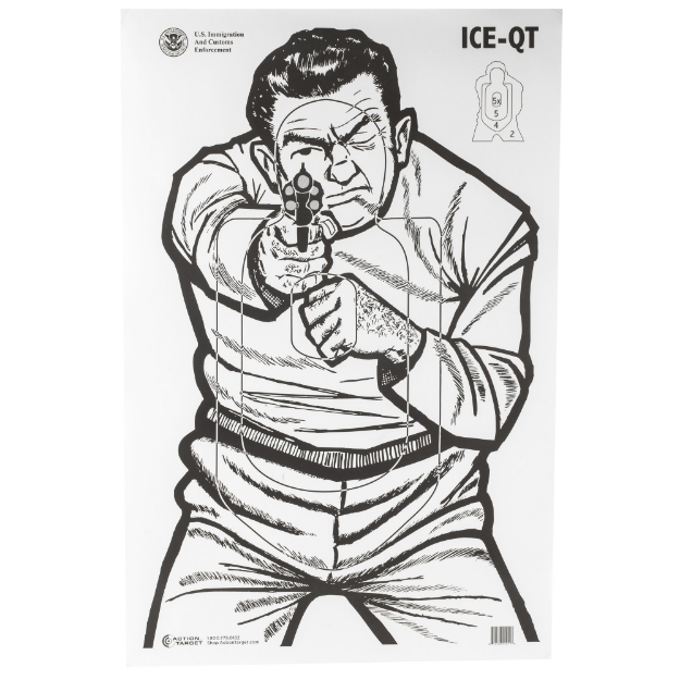 Picture of Action Target ICE-QT  Immigration And Customs Enforcement Target  2009 Version  Ivory/Black  23"x35"  100 Per Box ICE-QT(2009)-100