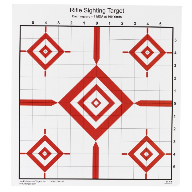 Picture of Action Target SI-13  Advanced Rifle Sighting Target  1.047 Inch Grid Pattern  Black/Red  14"x15"  100 Per Box SI-13-100