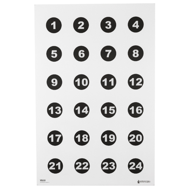 Picture of Action Target VB-24  Command Training Target  Military 3" Numbered Circles  Numbered 1 Thru 24  Black  23"x35"  100 Per Box VB-24-100