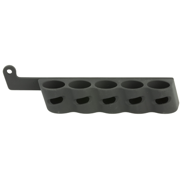 Picture of GG&G  Inc. 5 Shot Side Saddle  Fits Mossberg Shockwave  Holds 12 Gauge Ammunition  Angle Facilitates Easy Bottom Loading of the Magazine Tube and Top Loading of the Chamber  Black Finish GGG-2002