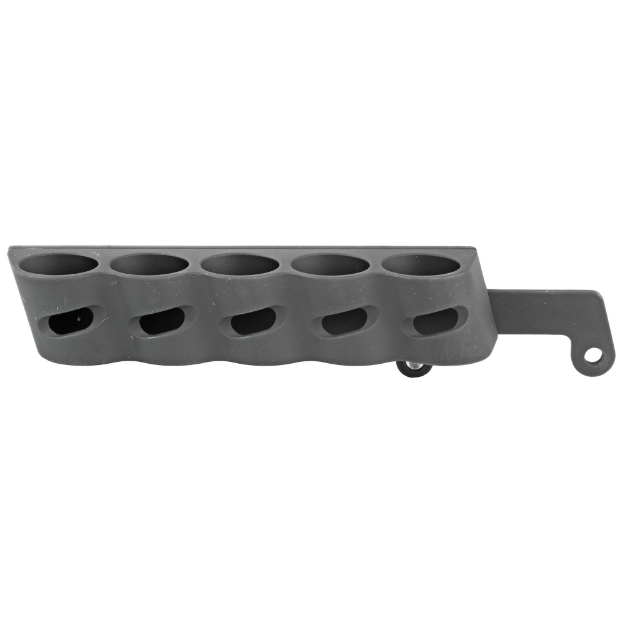 Picture of GG&G  Inc. 5 Shot Side Saddle with QD Sling Attachment And Rectangular QD Swivel  Fits Remington 870 Tac-14  Holds 12 Gauge Ammunition  Angle Facilitates Easy Bottom Loading of the Magazine Tube and Top Loading of the Chamber  Black Finish GGG-2005