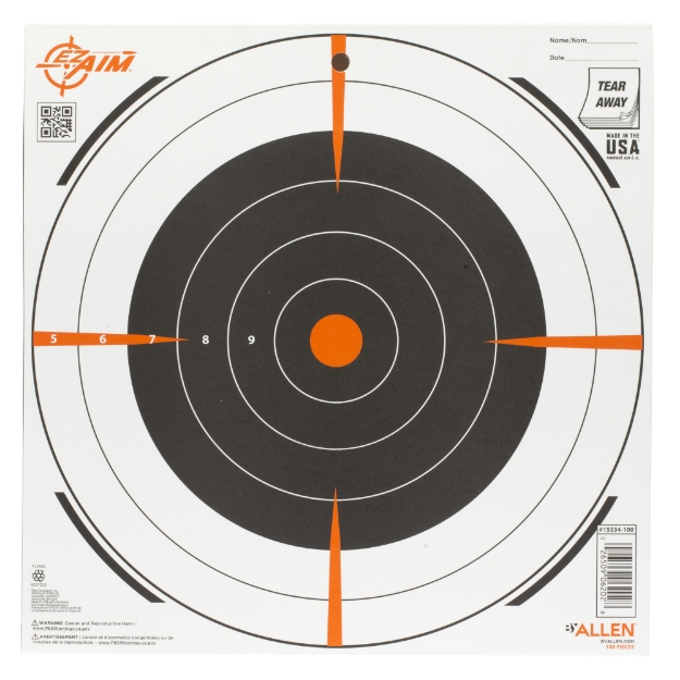 Picture of Allen EZ AIM Adhesive  Bullseye  12"x12"  100 Pack  White and Orange 15334-100