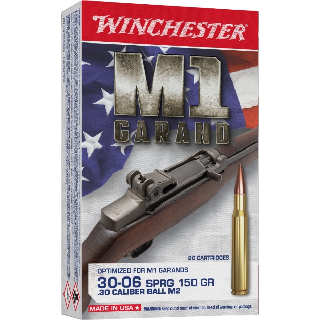 Picture of Winchester Ammunition M1 Garand  30-06 Springfield  150 Grain  Full Metal Jacket  20 Round Box WIN3006M2