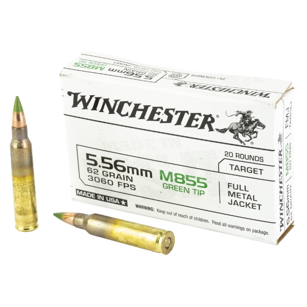 Picture of Winchester Ammunition M855  556NATO  62 Grain  Full Metal Jacket  Green Tip  Box of 20 WM855K