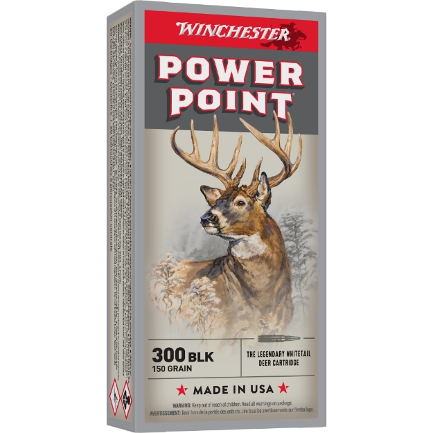 Picture of Winchester Ammunition POWER-POINT  300 Blackout  150 Grain  Power Point Bullet  20 Round Box X300BLK