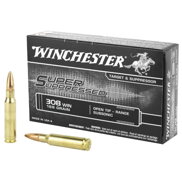 Picture of Winchester Ammunition Super Suppressed  308 Win  168 Grain  Open Tip  20 Round Box SUP308