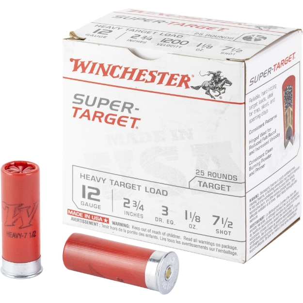 Picture of Winchester Ammunition Super Target  Heavy Target Load  12 Gauge 2.75"  #7.5  1 1/8 oz  25 Round Box TRGT12M7