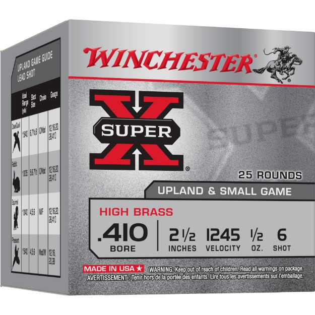 Picture of Winchester Ammunition SUPER X  410 Gauge 2.5"  1/2 OZ  #6  Shot Shell  25 Rounds Box X416