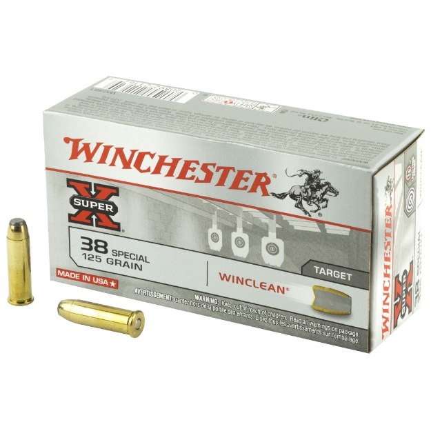 Picture of Winchester Ammunition Super X Winclean  38 Special  125 Grain  Jacketed Flat Point Clean  50 Round Box WC381