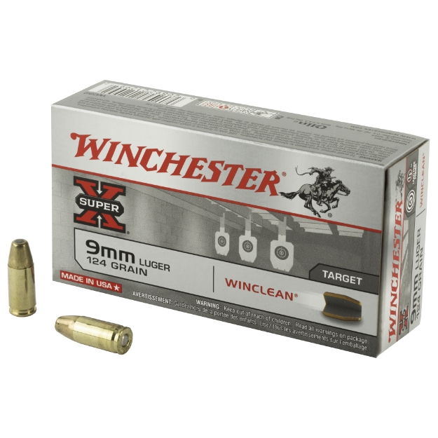 Picture of Winchester Ammunition Super X Winclean  9MM  124 Grain  Brass Enclosed Base Clean  50 Round Box WC92