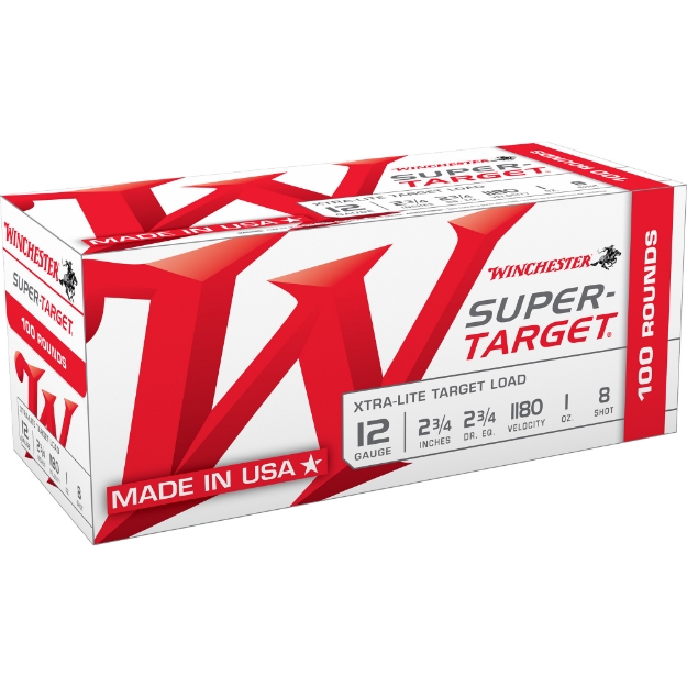 Picture of Winchester Ammunition SUPER-TARGET  12 Gauge 2.75"  1 oz  #8  Shot Shell  25 Round Box TRGTL128