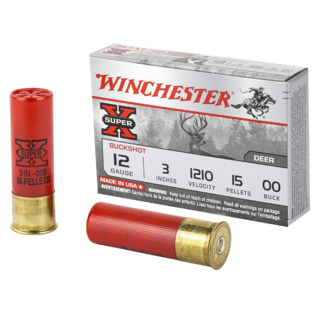 Picture of Winchester Ammunition Super-X  12 Gauge  3"  00 Buck  Buckshot  15 Pellets 5 Round Box XB12300