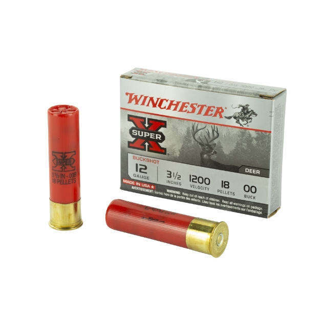 Picture of Winchester Ammunition Super-X  12 Gauge  3.5"  00 Buck  Buckshot  18 Pellets 5 Round Box XB12L00