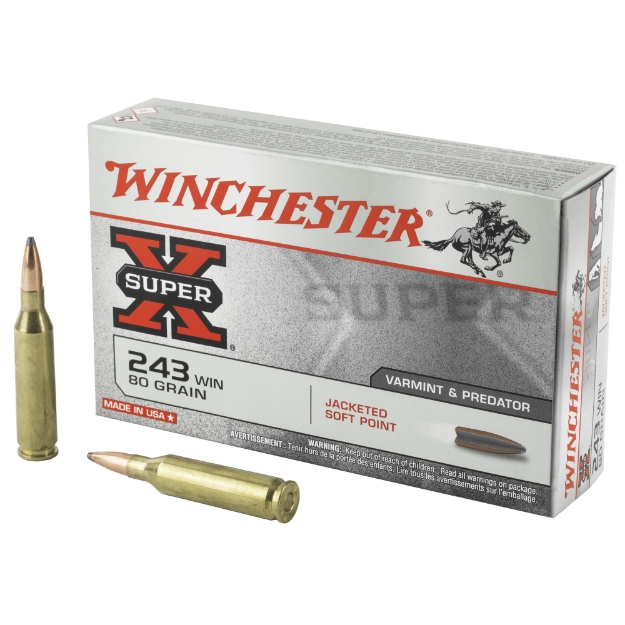 Picture of Winchester Ammunition Super-X  243WIN  80 Grain  Jacketed Soft Point  20 Round Box X2431