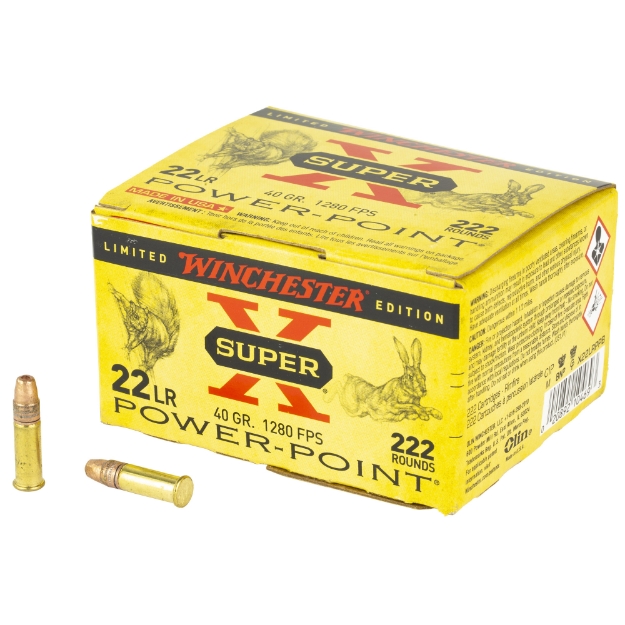 Picture of Winchester Ammunition Super-X  Power-Point  22 LR  40 Grain  Power PointHollow Point  222 Round Box X22LRPPB