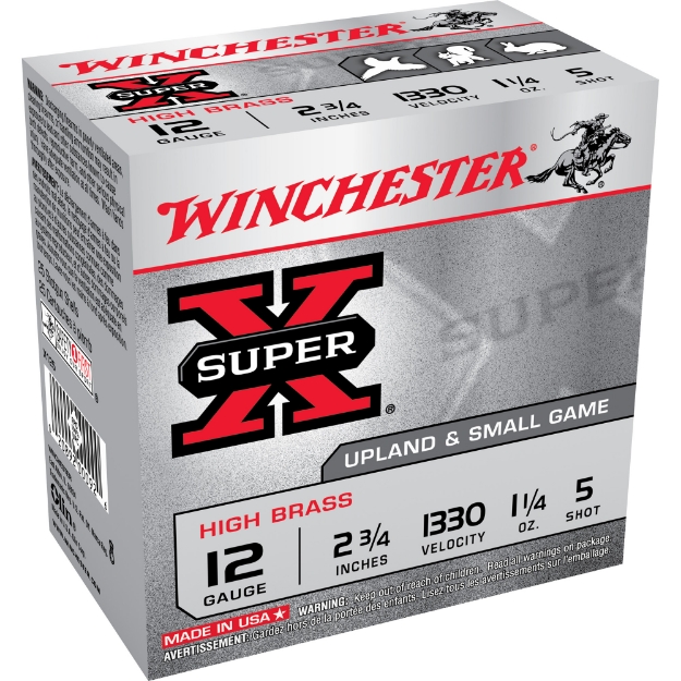 Picture of Winchester Ammunition Super-X Upland  12 Gauge 2.75"  #5 Shot  1 1/4 oz  Shotshell  25 Round Box X125