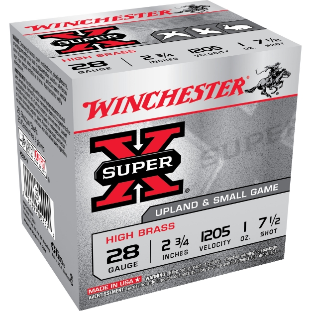 Picture of Winchester Ammunition SUPER-X Upland  Highbrass  28 Gauge 2.75"  #7.5  1 oz  Shotshell  25 Round Box X28H7