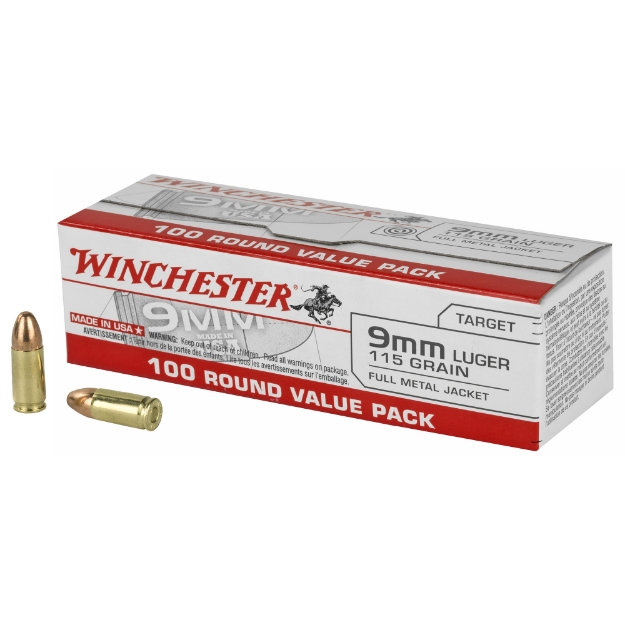 Picture of Winchester Ammunition USA  9MM  115 Grain  Full Metal Jacket  100 Round Box USA9MMVPY