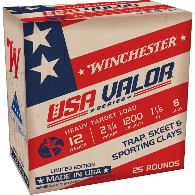 Picture of Winchester Ammunition USA VALOR  12 Gauge  2.75"  #8 Shot  25 Round Box USAV128