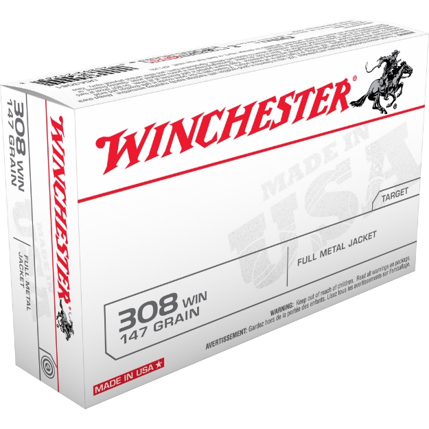 Picture of Winchester Ammunition USA WHITE BOX  308 Winchester  147 Grain  Full Metal Jacket  20 Round Box USA3081