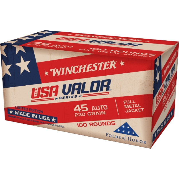 Picture of Winchester Ammunition USA WHITE BOX  45 ACP  230 Grain  Full Metal Jacket  100 Round Box USAV45A