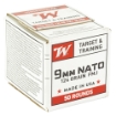 Picture of Winchester Ammunition USA WHITE BOX  9mm  124 Grain  Full Metal Jacket  50 Rounds Box W9NATO50