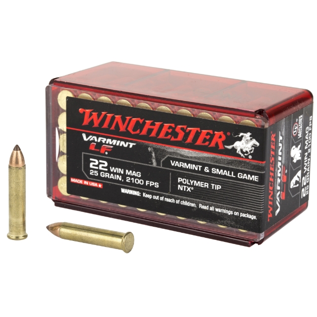 Picture of Winchester Ammunition Varmint LF  22 WMR  25 Grain  Polymer Tip NTX  Lead Free  50 Round Box  California Certified Nonlead Ammunition X22MHLF