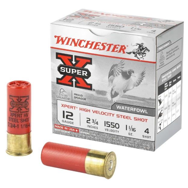 Picture of Winchester Ammunition Xpert HI-Velocity  Steel  12 Gauge  2.75"  #4  1.06 oz.  Steel Shot  Lead Free  25 Round Box WEX124