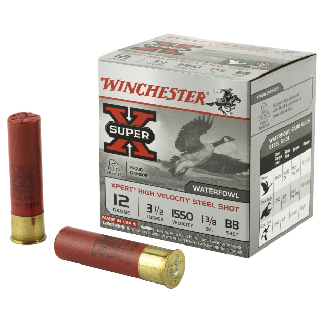 Picture of Winchester Ammunition Xpert HI-Velocity Steel  12 Gauge  3.5"  #BB  1 3/8 oz  Steel Shot  Lead Free  25 Round Box WEX12LBB