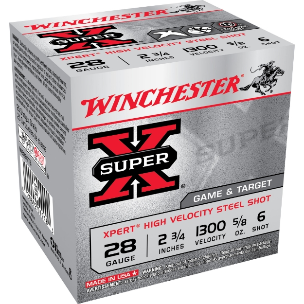 Picture of Winchester Ammunition XPERT STEEL  28 Gauge 2.75"  #6  Steel Shot  25 Round Box WE28GT6