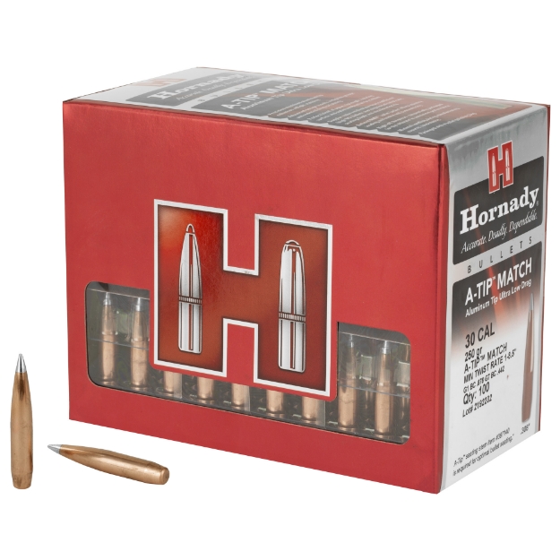 Picture of Hornady A-Tip Match  .308 Caliber  30 Caliber  250 Grain  Ballistic Tip  100 Count 3092