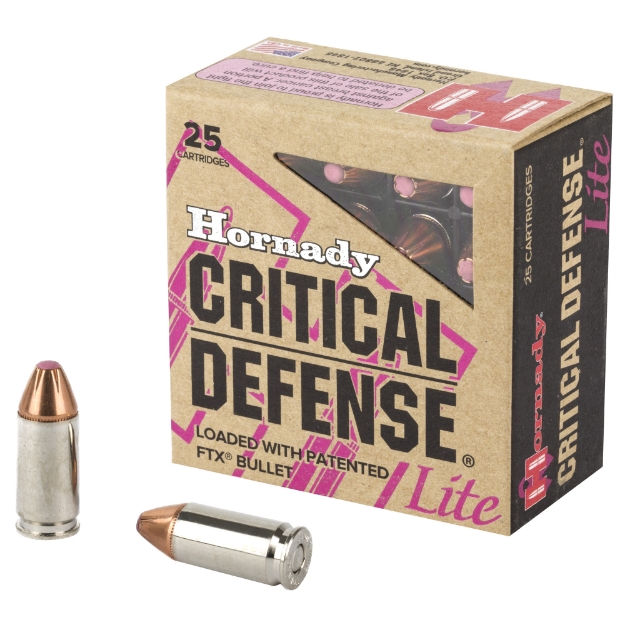 Picture of Hornady Critical Defense Lite  9MM  100 Grain  Flex Tip  25 Round Box 90240