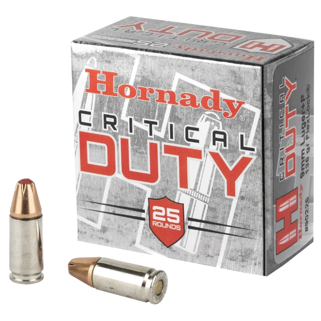 Picture of Hornady Critical Duty  9MM +P  135 Grain  FlexLock Duty  25 Round Box 90226