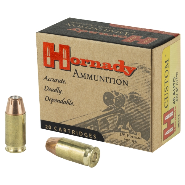 Picture of Hornady Custom  Self Defense  45ACP  200 Grain  Jacketed Hollow Point  XTP  20 Round Box 9112
