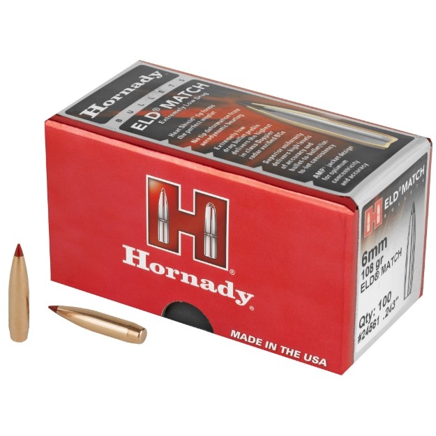 Picture of Hornady ELD-M  .243 Diameter  6MM/243 Winchester  108 Grain  Ballistic Tip  100 Count 24561